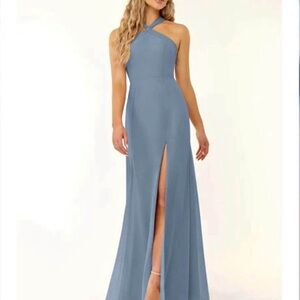 Azazie One Shoulder Blue Gown